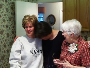 After the wedding, Cinda breaks down w/Lucy Wasileski and Tex.